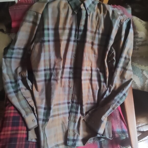 Viyella Shirt Men XL Cotton Wool Blend Plaid Check Shirt Made in Canada - Picture 2 of 11